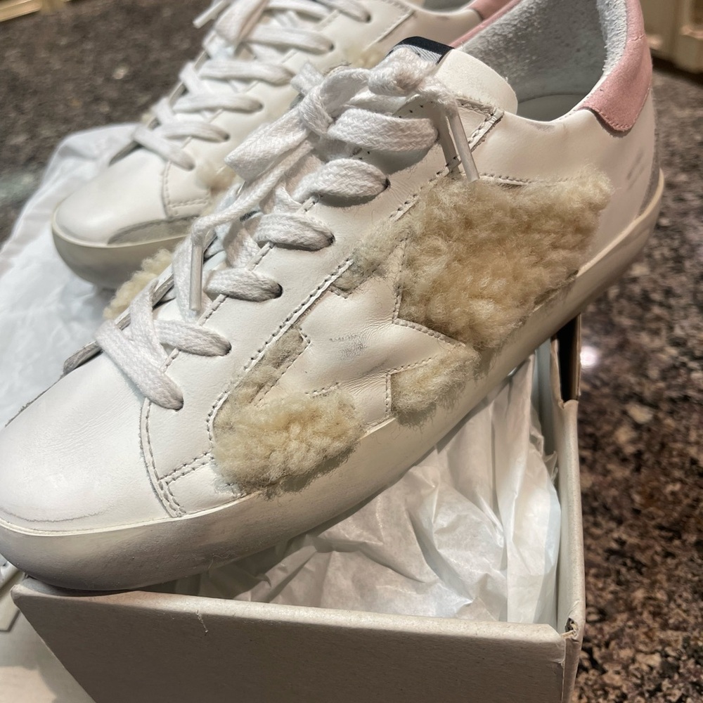 Golden Goose New w/ box & bag. White and Pink Women's Sneakers-Shearling/leather